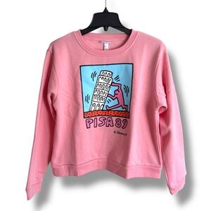 Keith Haring Fleece Pink Pisa 89 Graphic Sweatshirt